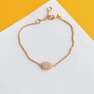 Pavé Teardrop Gold Pearl Bracelet by Julie Vos